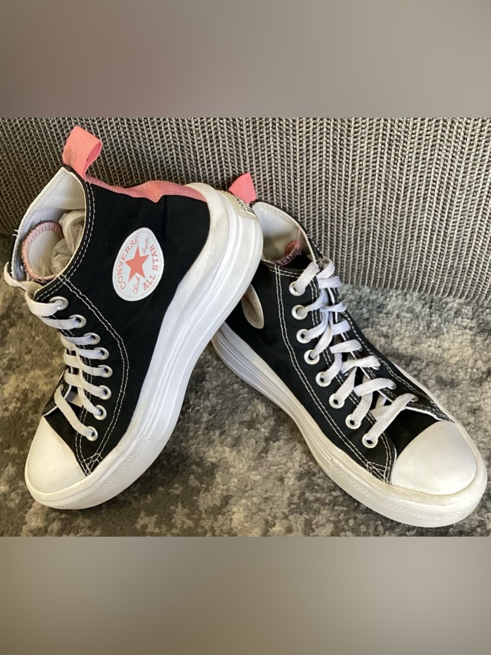 Converse Women’s All Star Move Platform Trainers Shoes Sneakers Black Pink Sz 6
